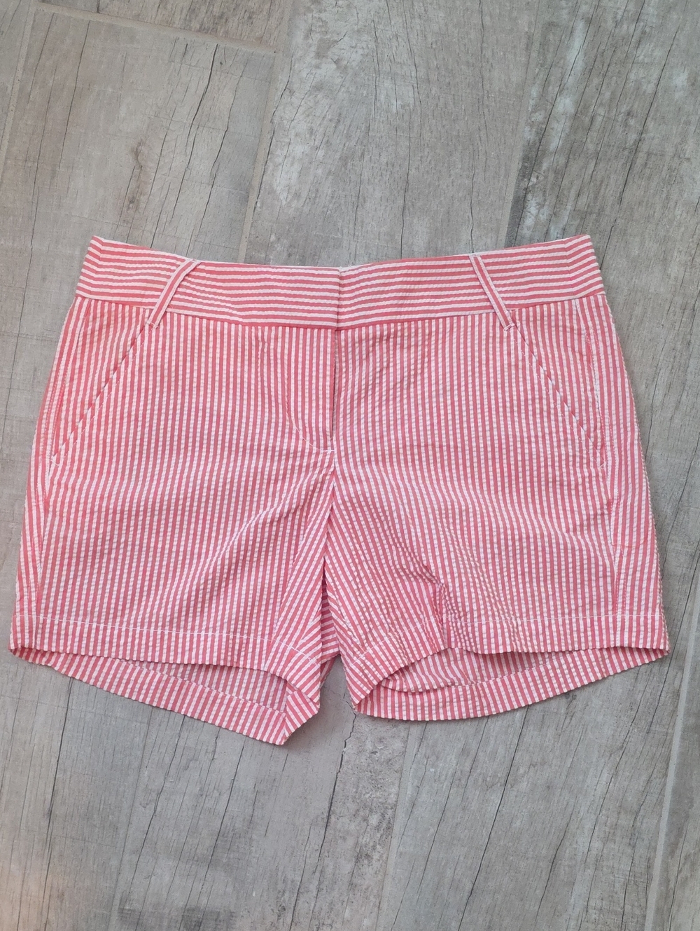 J. Crew Pink and White Striped Tailored Shorts